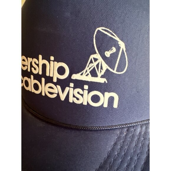 Leadership Cablevision TV Dish Logo Blue Foam Vintage Trucker Hat Cap Adjustable - Picture 2 of 7